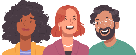 Illustration of three people smiling