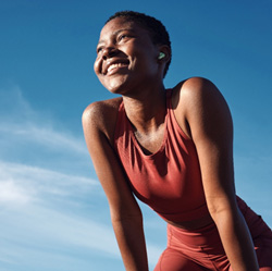 Lady smiles outdoors